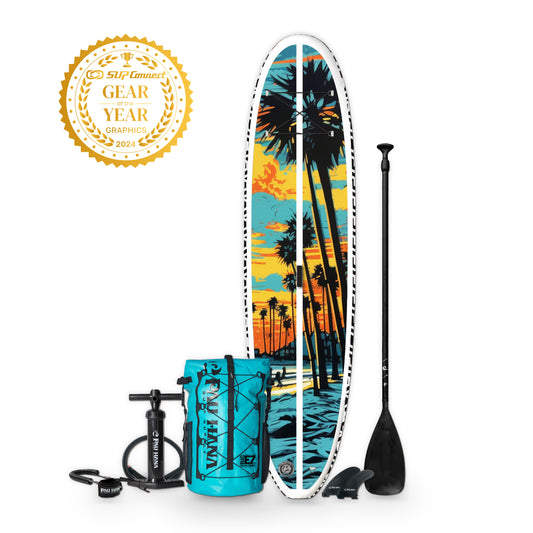 image of the Stowaway Lite inflatable paddle board and accessories in californication