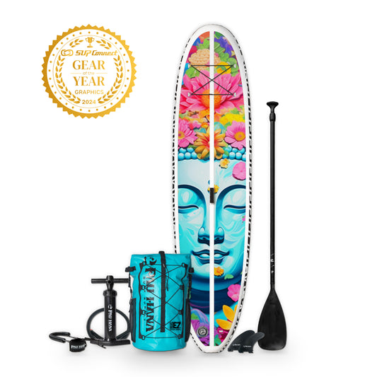 image of the Stowaway Lite inflatable paddle board and accessories in Power of Flower