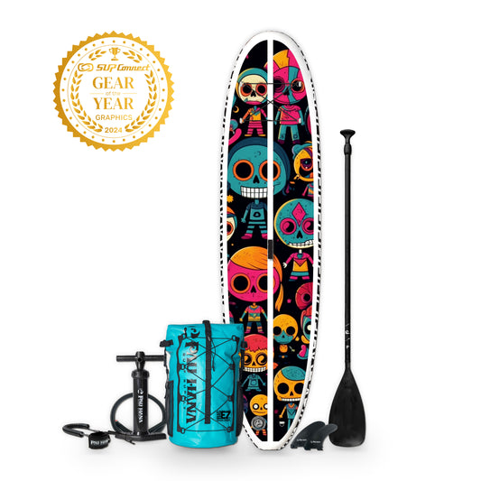 image of the Stowaway Lite inflatable paddle board and accessories in voodoo dolls